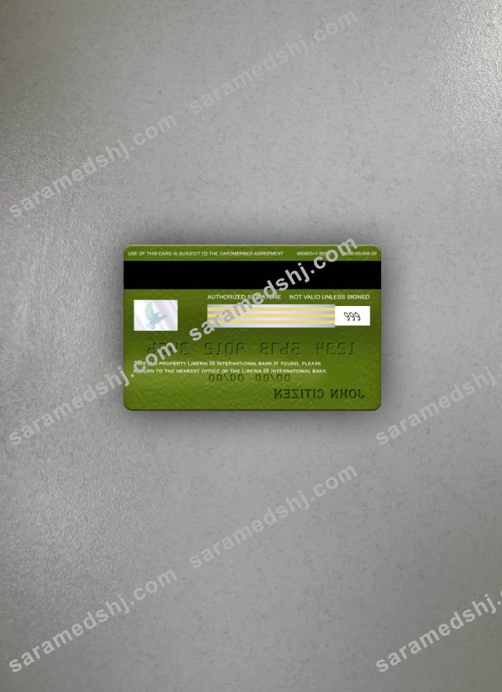 Liberia IB International Bank visa classic card photolook back
